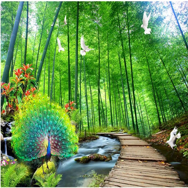 Natural Scenery Wallpapers 3D Peacock Photo Wallpaper for Walls 3D Bamboo  Trees Forest Wall Murals for Living Room Home Decor _ - AliExpress Mobile