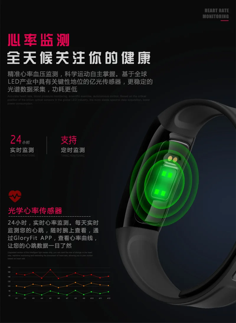 

2 Chigu new C7s heart rate monitoring smart bracelet Bluetooth step counter waterproof sports bracel BM41562 190131 yhm