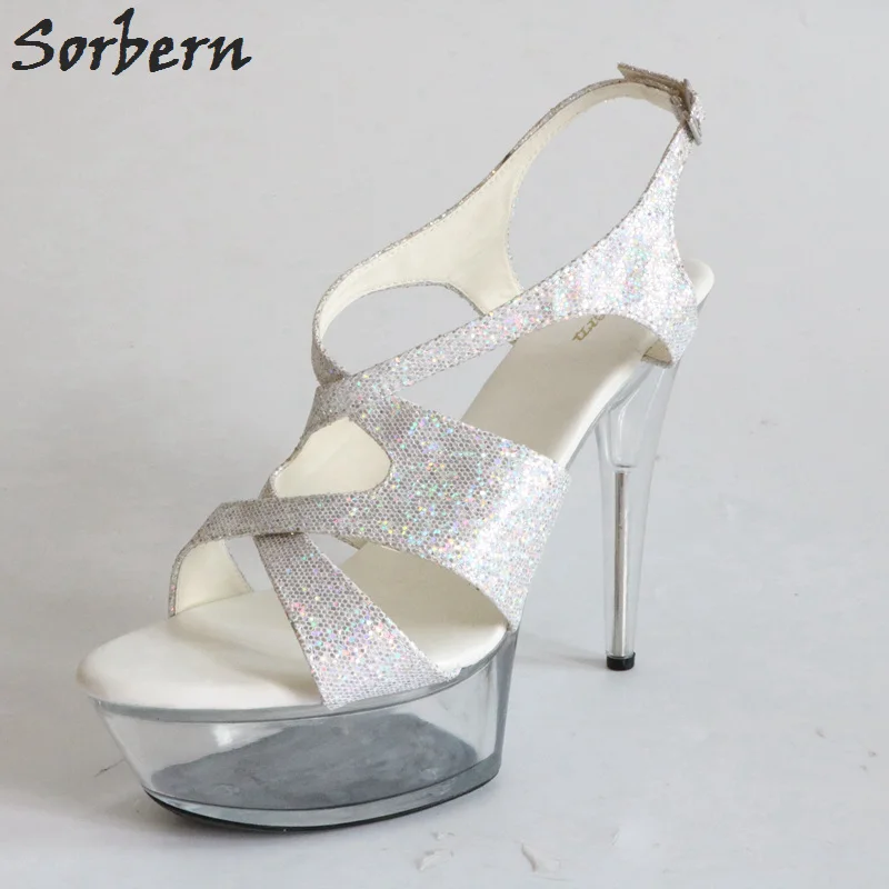 white and perspex heels