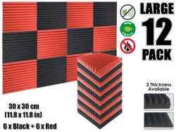 Arrowzoom 12 шт. красный и черный мульти-Клин 12 т акустическая пеноматериал для студий плитка Звукопоглощающая Панель 30x30 см (11,8x11,8 дюймов)
