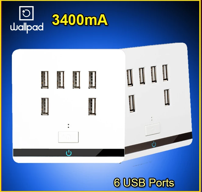 Умный дом Wallpad USB настенная розетка AC 12-36V US UK EU AU 3400mA 6 портов 5 0 V зарядное