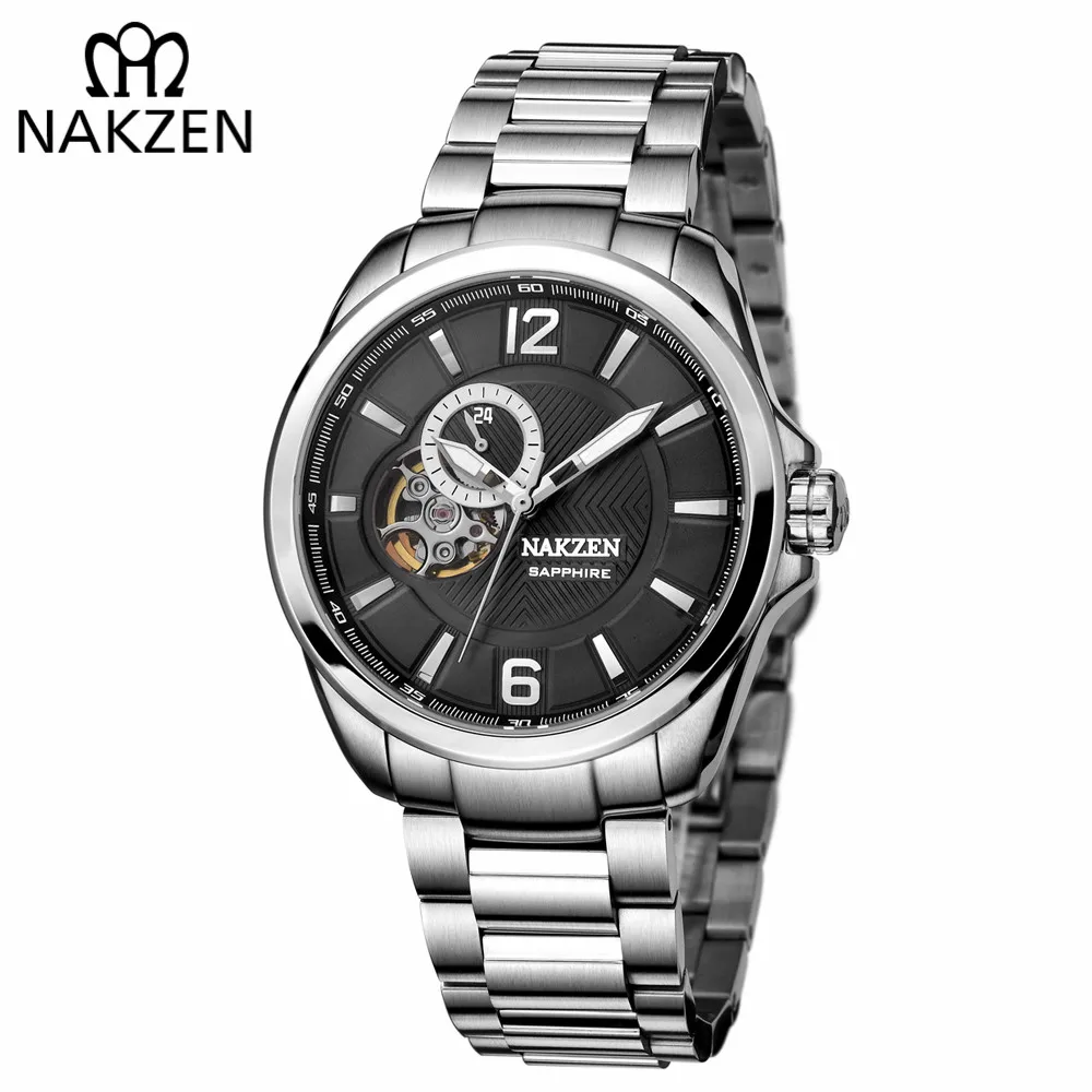 Flash Sale  NAKZEN Men Automatic Japan NH39 Movement Mechanical Watch Mens Steel Strap Business Sapphire Crysta