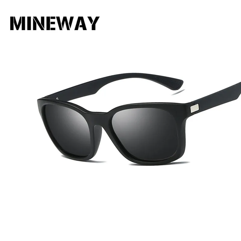 

MINEWAY 2018 Fashion Sunglasses Men Polarized Sunglasses Men Driving Mirrors Black Frame Eyewear Male Sun Glasses UV400 Oculos