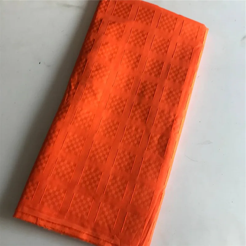 

Swiss Voile Nigerian Lace Fabrics Polished Cotton fabric New design fashion polish lace fabric orange plain fabric