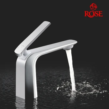 

ROSE basin mixer, brass faucet for Bath with Aerator kitchen faucet sink, white chrome R1301F
