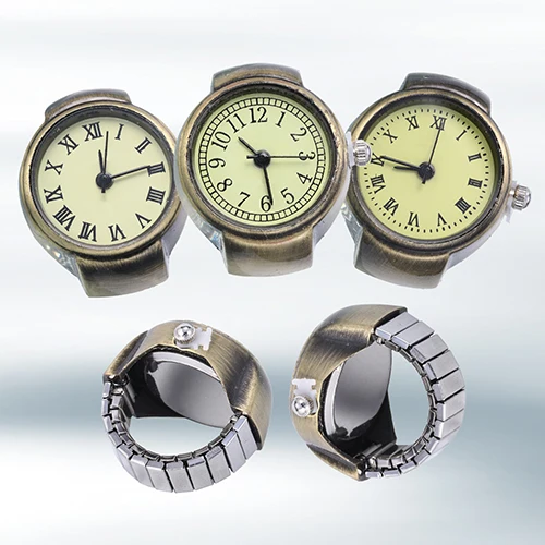 Women's Vintage Punk Style Creative Round Alloy Quartz Finger Ring Watch Women's Vintage Punk Style Creative Round Alloy Quartz Finger Ring Watch
