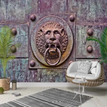 

Else Vintage Ottoman Iron Lion Door Knocker 3d Photo Cleanable Fabric Mural Home Decor living Room Bedroom Background Wallpaper