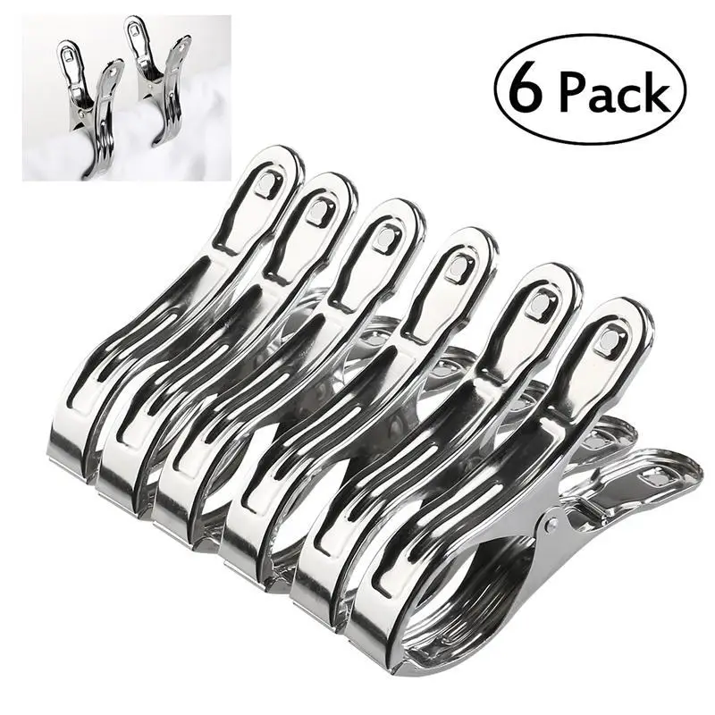 

Clothes Pegs 6pcs Stainless Steel Beach Towel Clips Keep Your Towel From Blowing Away Clothing Pegs Holders Clothespin