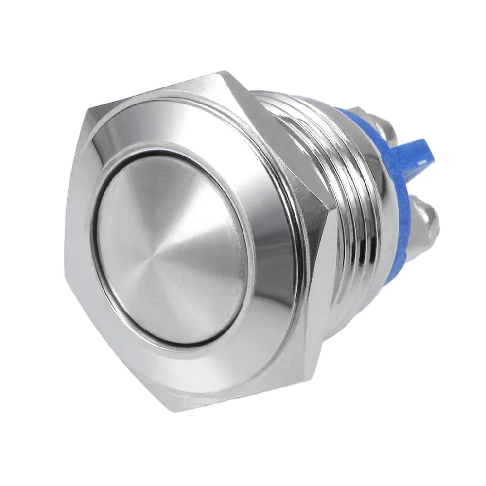 

UXCELL Momentary Switch Stainless Steel Push Button Switches 16mm Mounting Dia 5A 2 Screw Terminal Electrical Equipment Supplies