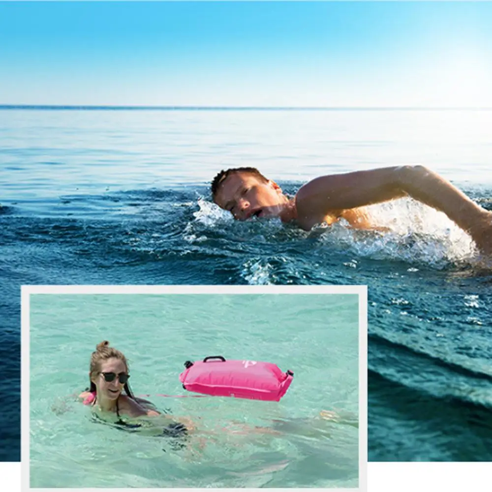 High Visibility Inflatable Dry Bag Safety Swim Pool Buoy Tow Flotation Device for Swimming Training Surfing Snorkeling