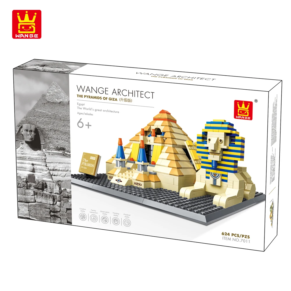 New 624Pcs Architecture Series 3D Egypt History Pyramid Building Blocks Bricks 