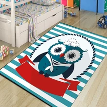 Детский синий милый матросский милый коврик с 3d принтом совы для мальчиков, нескользящая микрофибра, детские украшения для детской комнаты, коврик для детской комнаты, детский коврик