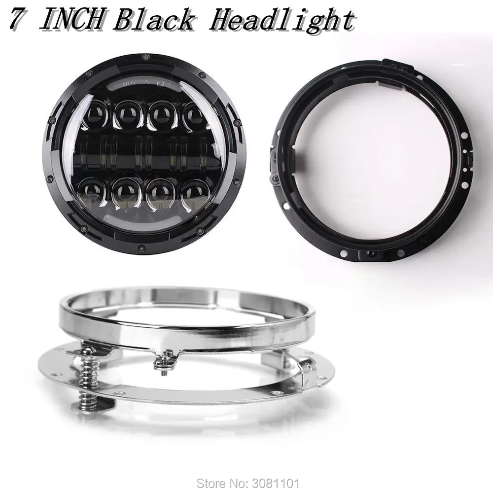 

1PC 7" Black High Beam LED Headlight with White DRL&Yellow Turn Signal Lamp plus 7" Mount Bracket for 2016-2017 Indian Chieftain