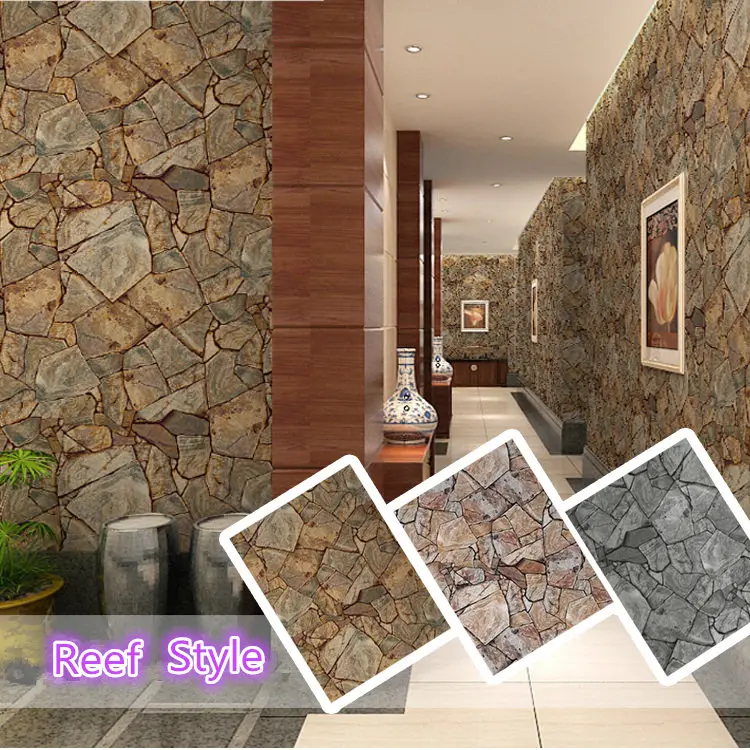 

3D PVC Stone Pattern Wallpaper Home Decor Bedroom Reading Room Wall Paper 0.53m*1m