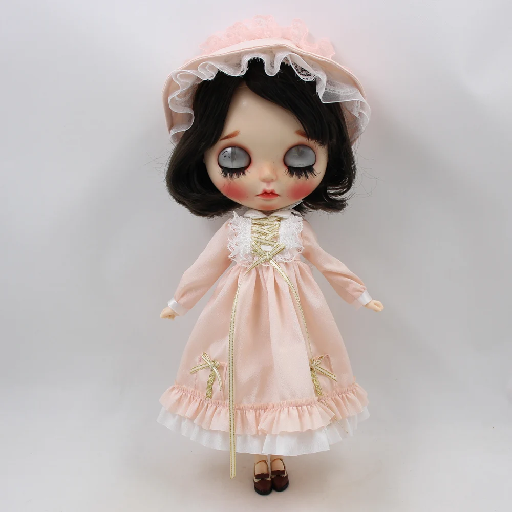 Одежда для Blyth 1/6 кукла Лолита наряды бледно-розовое платье с шляпой носки кружевной наряд ледяной Licca Joint тело игрушка подарок