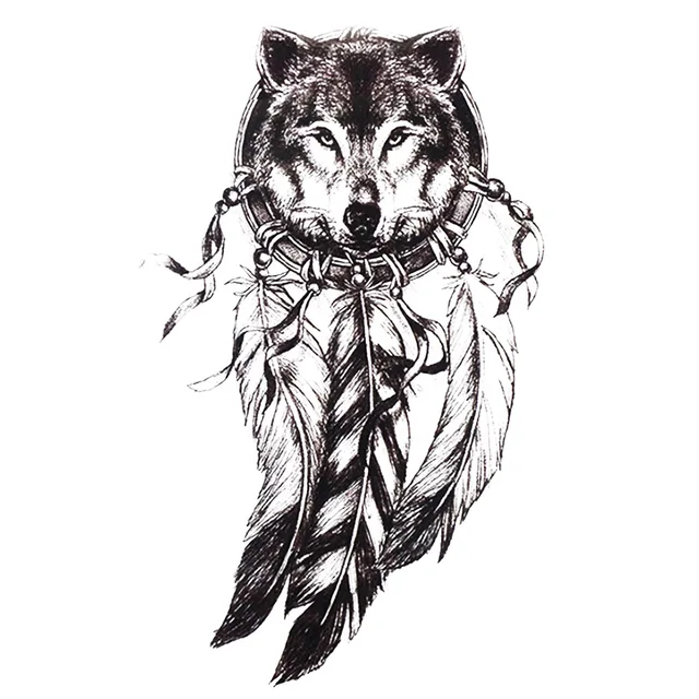 1pc sketch black tattoo sticker women men 3d body art wolf 1pc sketch black tattoo sticker women men 3d body art wolf