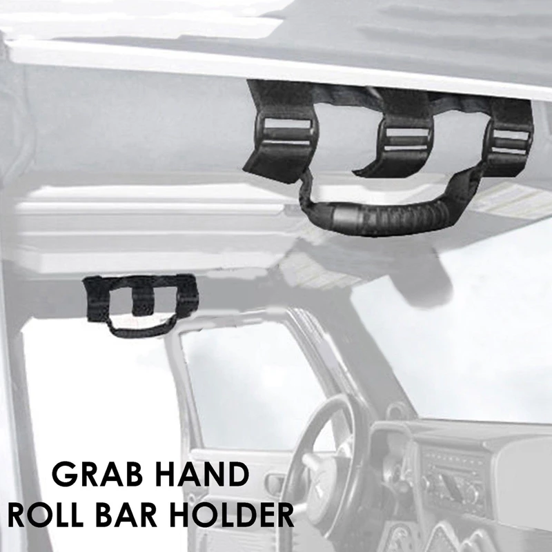 

WZJOO 2pcs Roll Bar Grab Handles Kit For Jeep Wrangler JK CJ TJ YJ Strap On Handle