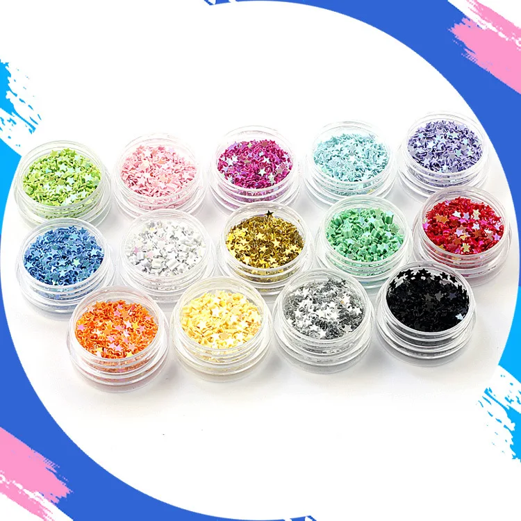 

2018 new star pentagram powder sequins nail DIY accessories nail patch color can be selected