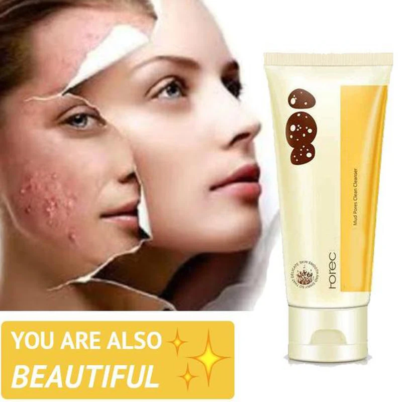 

100ml Volcanic Mud Face Cleanser Pore Terminator Cleansing Foam Moisturizing Deep Clean Shrink Pores Whitening Face Care