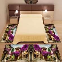 Else 3 шт. аутентичный город фиолетовые деревья пейзаж 3d печать Нескользящая микрофибра моющийся Декор Спальня Площадь Ковер Набор ковриков