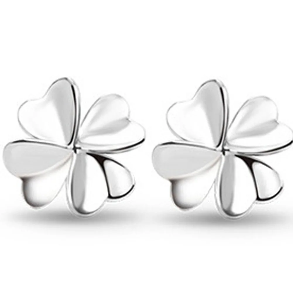 

Fashion Hot Women stud Earrings heart Lucky Clover earring for women Accessories Silver plated jewelry wholesale