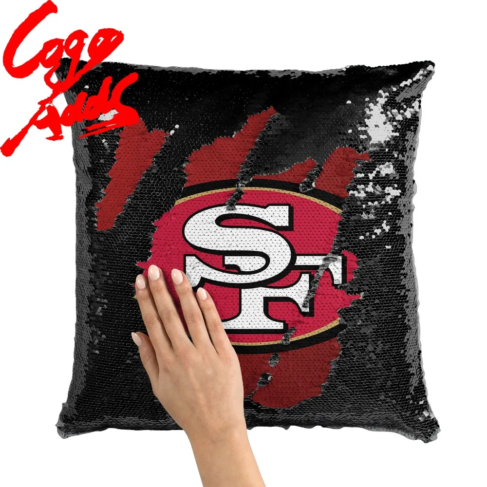 

San Francisco 49ers decorative throw pillows reversible mermaid sequin pillow case cover dropshipping
