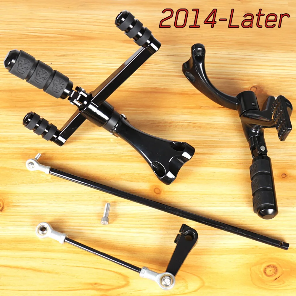 Gloss Black Forward Controls Heel Toe Shifter Rudyness Skull Pegs Levers Linkages For Harley