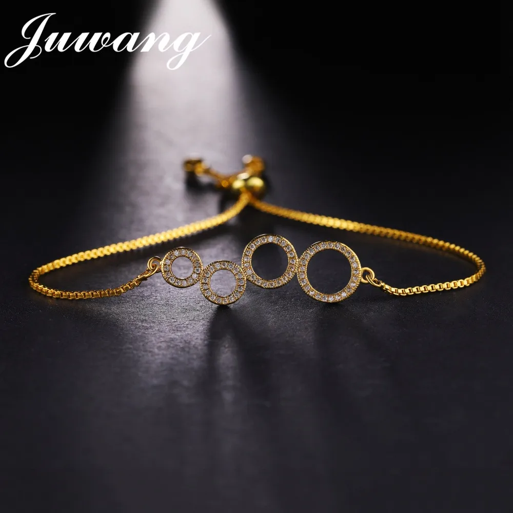 

JUWANG Female Move in Endless Cycles Charms Cubic Zirconia Love Bracelets & Bangles Woman Gold Adjustable Chains Christmas Gift