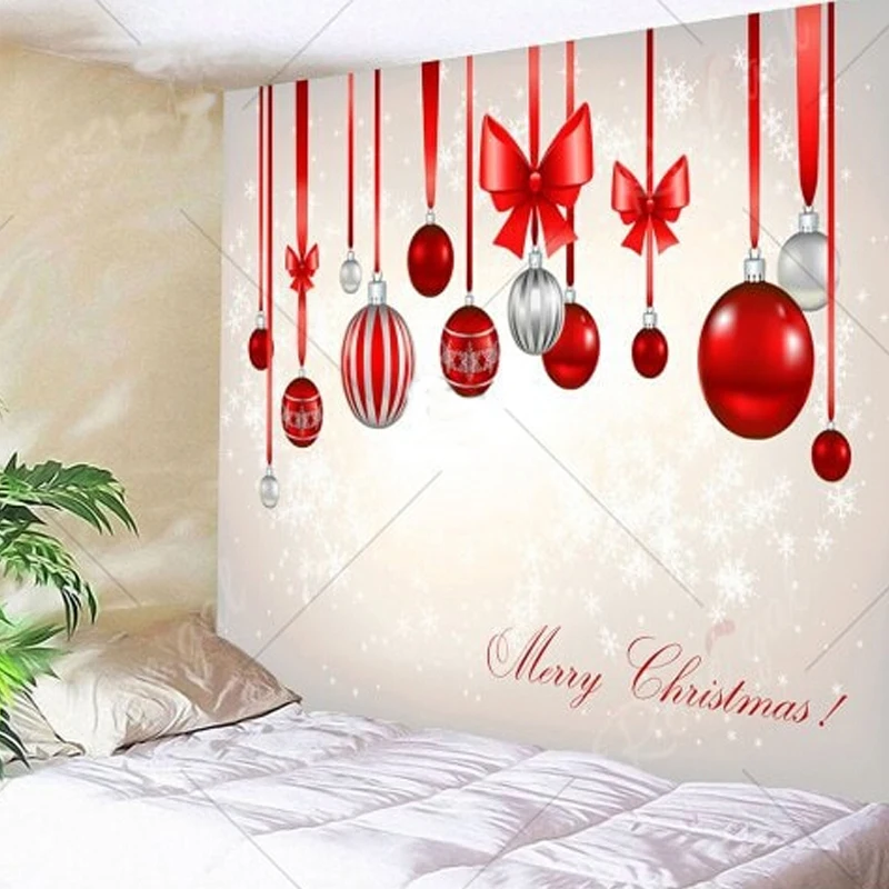 Рождественский гобелен для гостиной с изображением Санта-Клауса, снеговика, лося, оконный камин, Настенный декор