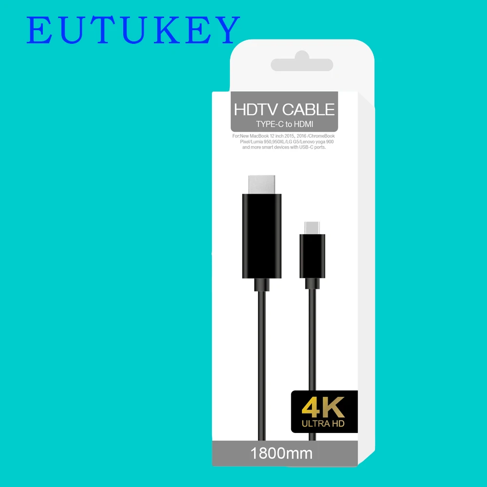 Eutukey 1.8 м 1080 P 60 Гц USB-C Тип c USB 3.1 мужчина к HDMI 4 К кабель адаптер Поддержка 3840*2160 30 |