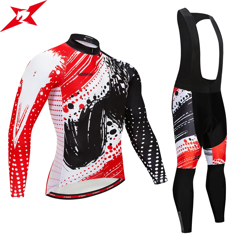 

GEODASH Top Quality cycling clothes Man Breathable Cycling Clothing Man 2019 Quick Dry Bike Jersey Set GEL Pad