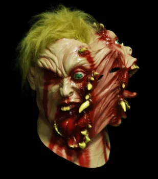 

Twisty Mask Halloween Horror Bleeding Fangs Human Face Mask for Cosplay Party Male Man Mask