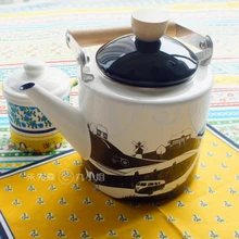 Черный и белый мультфильм шаблон утолщение фарфор Эмаль горения чайник Высокая прямая электромагнитная печь общие 2L