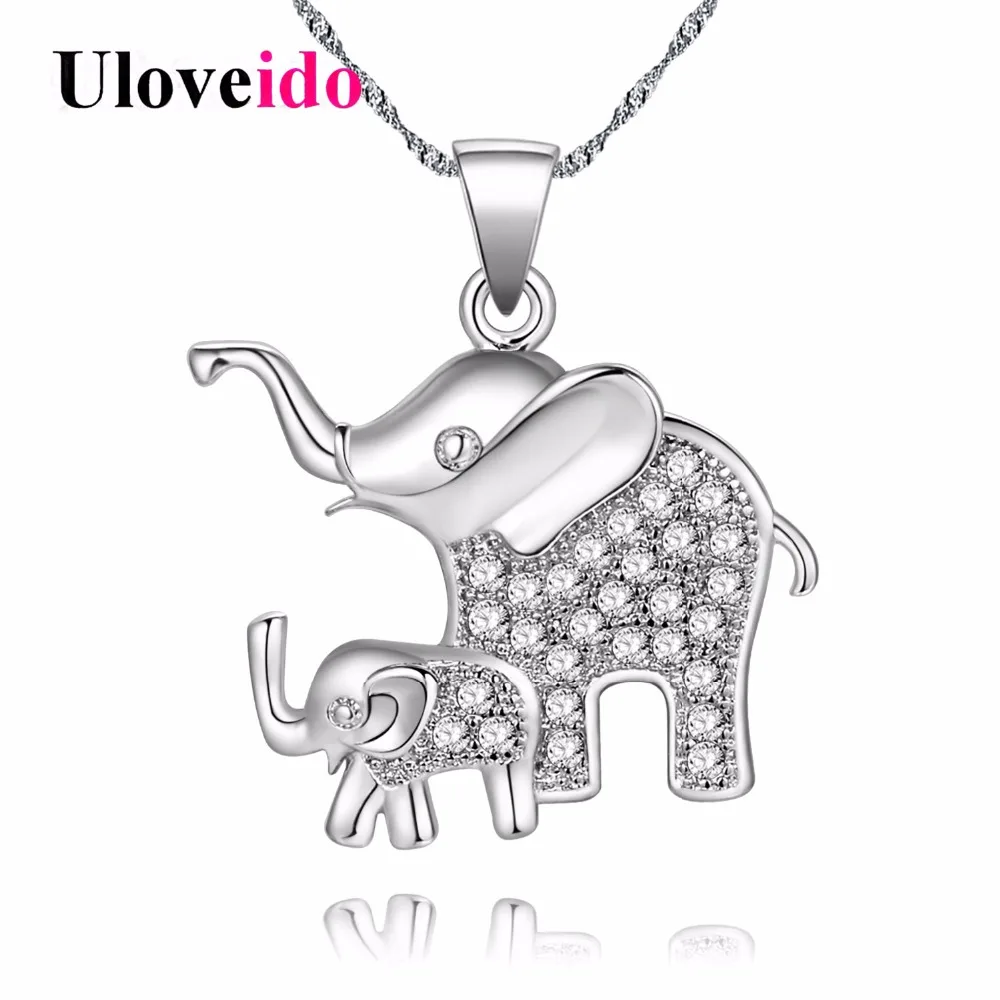 

Uloveido Elephant Necklace Cute Special Designer Necklaces for Women Silver Color Necklaces & Pendants Mother's Day Gift PN4373