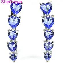 SheCrown сердце форма насыщенный синий фиолетовый танзанит подарок для Сестры Серебряные серьги 31x7 мм