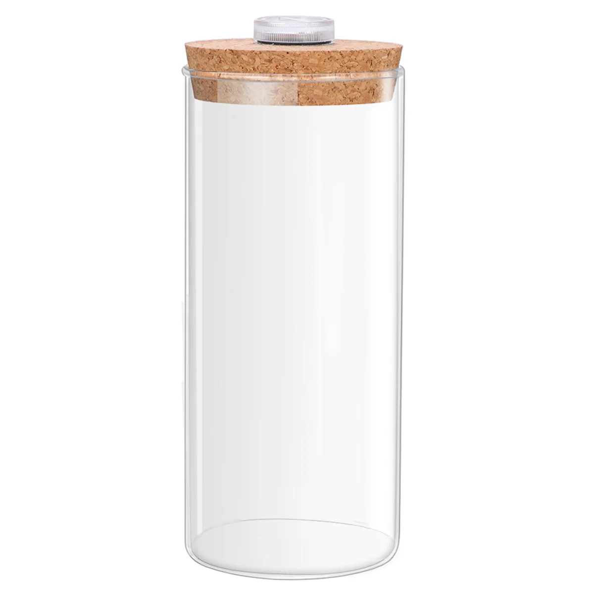 

Glass Cover Micro Landscape Holder Terrarium Bottle With LED Light Cylindrical Cork Desktop Aquarium DeCor