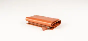 

Women leather wallet button closure Compartment outer side zipper