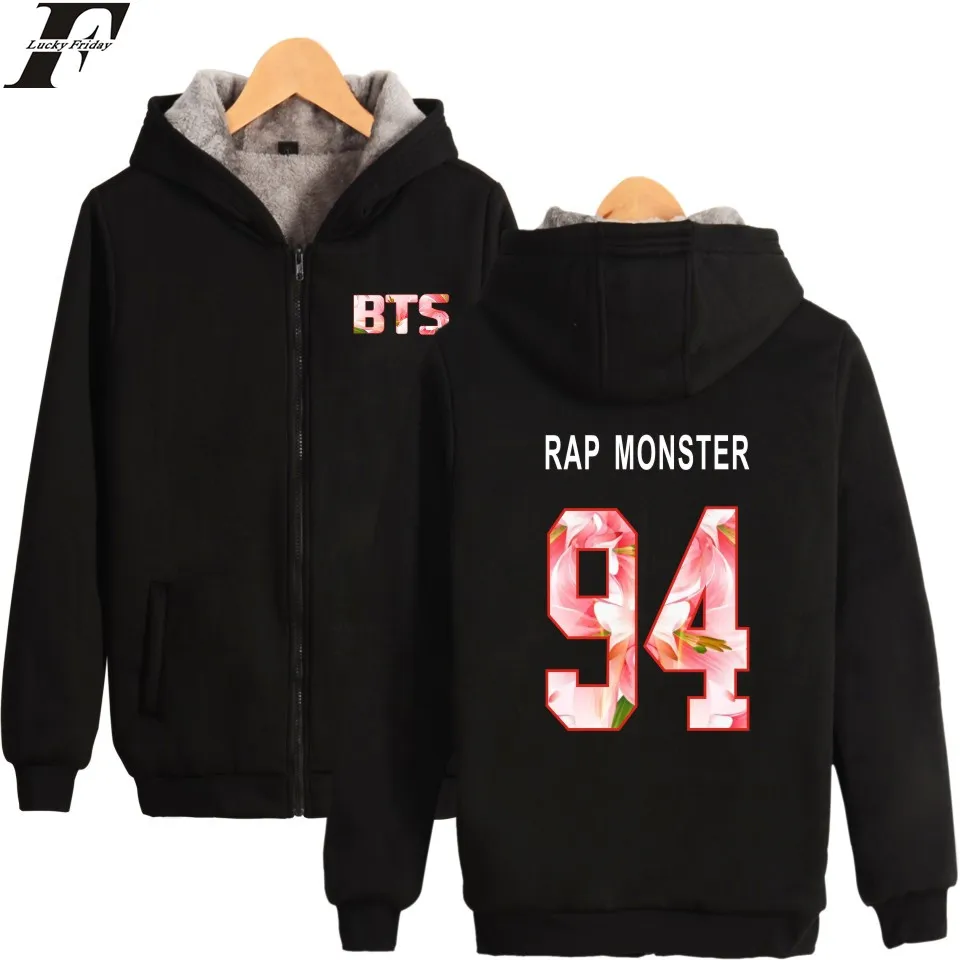 LUCKYFRIDAYF для женщин толстовки кофты с молнией Bangtan обувь для мальчиков Fashionk Kpop зимние пальто и куртки большой размеры