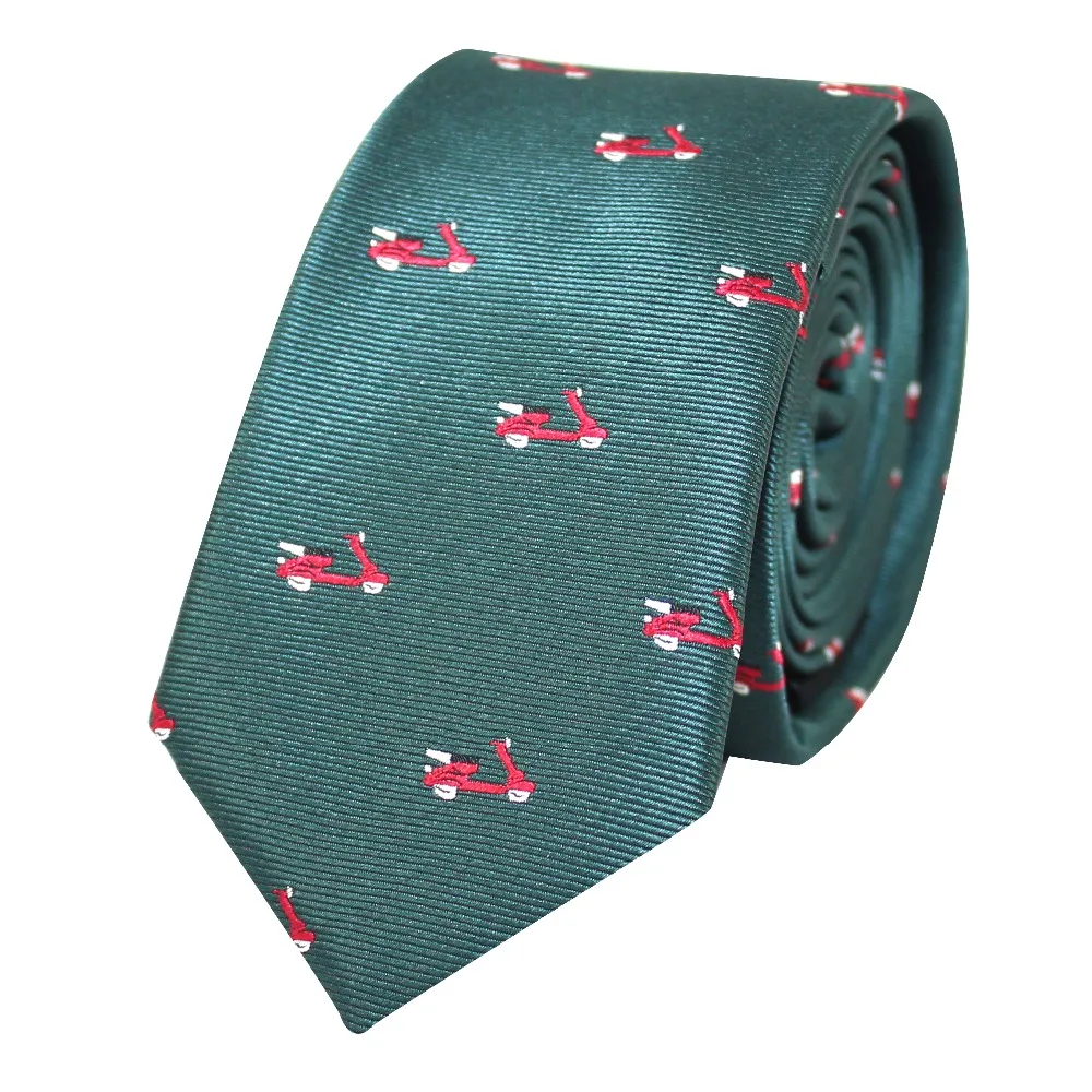 Microfiber Jacquard Scooter Necktie Red Scooter Bike Dark Green Tie ...