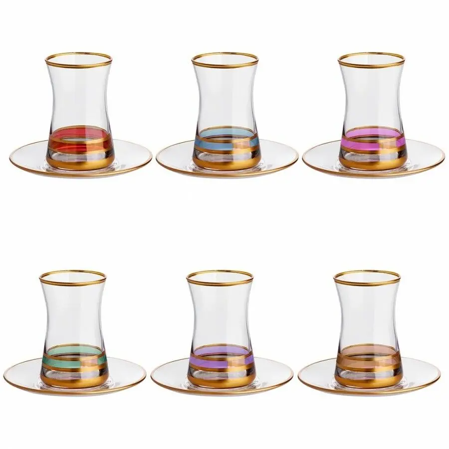 

FANCY TEA SET COLOR MODERN TURKISH TEA GLASS SET FOR 6