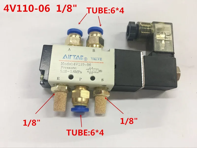 Pneumatic Solenoid Air Valve 5 Port 2 Position 2/5 Way 1/8&quot BSP 4V110-06 With Wire DC 12V 24V AC110V 220V | Обустройство дома