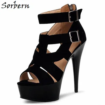 

Sorbern 15Cm/17Cm Black Spike High Heels Women Sandals Party Sandals For Women Heeled Sandals Sexy High Strappy Heels Platform