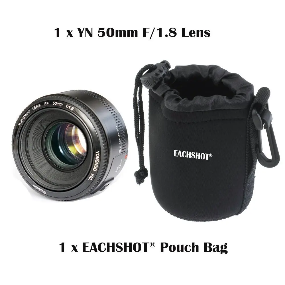 

YONGNUO YN 50mm Lens fixed focus lens EF 50mm F/1.8 AF/MF lense Large Aperture Auto Focus Lens For Canon DSLR Camera + Pouch Bag