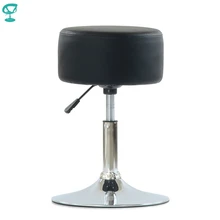 N131CrPuBlack Barneo N-131 Эко-кожа кухонный полубарный табурет с мягким сиденьем на газ-лифте черный стул для бара ножка хром мебель для кухни стул круглый кухонный табурет барный дизайн по России
