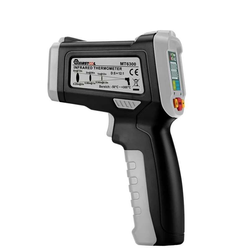 

MUSTOOL MT6300 Digital LCD Color Display Non-contact Infrared Laser Themometer Temperature Tester