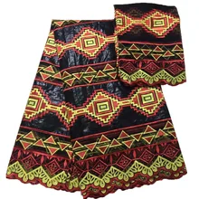 

5+2Yards African Bazin riche getzner 2018 African Brocade Bead Net Lace Fabric High quality Nigerian for Wedding Dress JA142-1