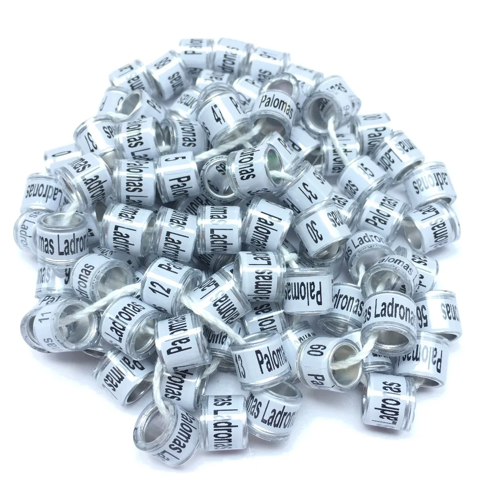 100pcs/set 8mm plastic with silver aluminum core rings pigeon bands