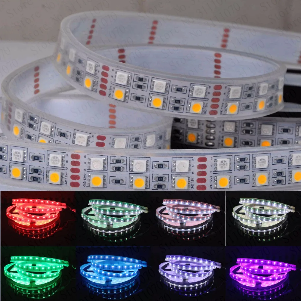 DC12V 5M Double Row waterproof 5050 SMD RGBW Flexible LED Strips RGBWW RGB+White/warm white 120led/M 600LEDs IP20/IP67 | Лампы и