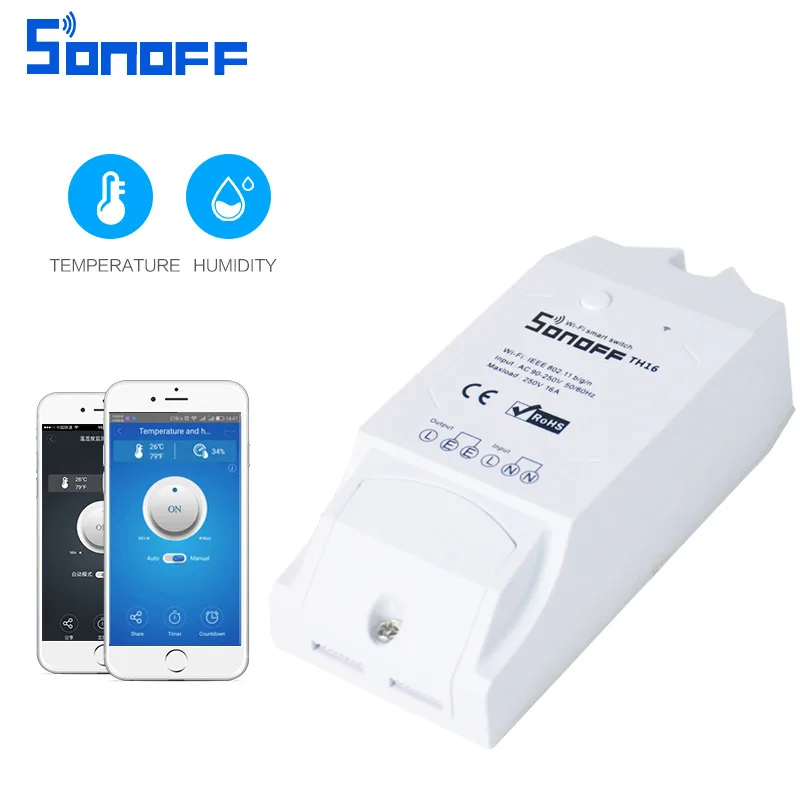 

Sonoff TH 10A Wireless Switch WiFi Smart Switch For Smart Home Automation With Temperature Sensor Humidity Monitoring