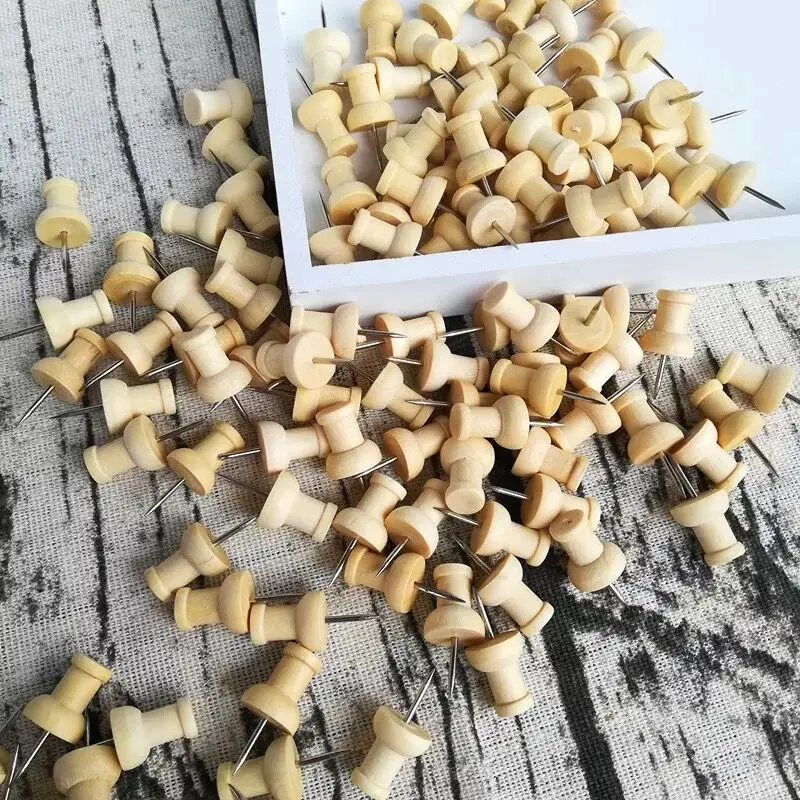 Pack of 90 PCS Wood color ,Wood Push Pins,Decorative Thumb Tacks Used